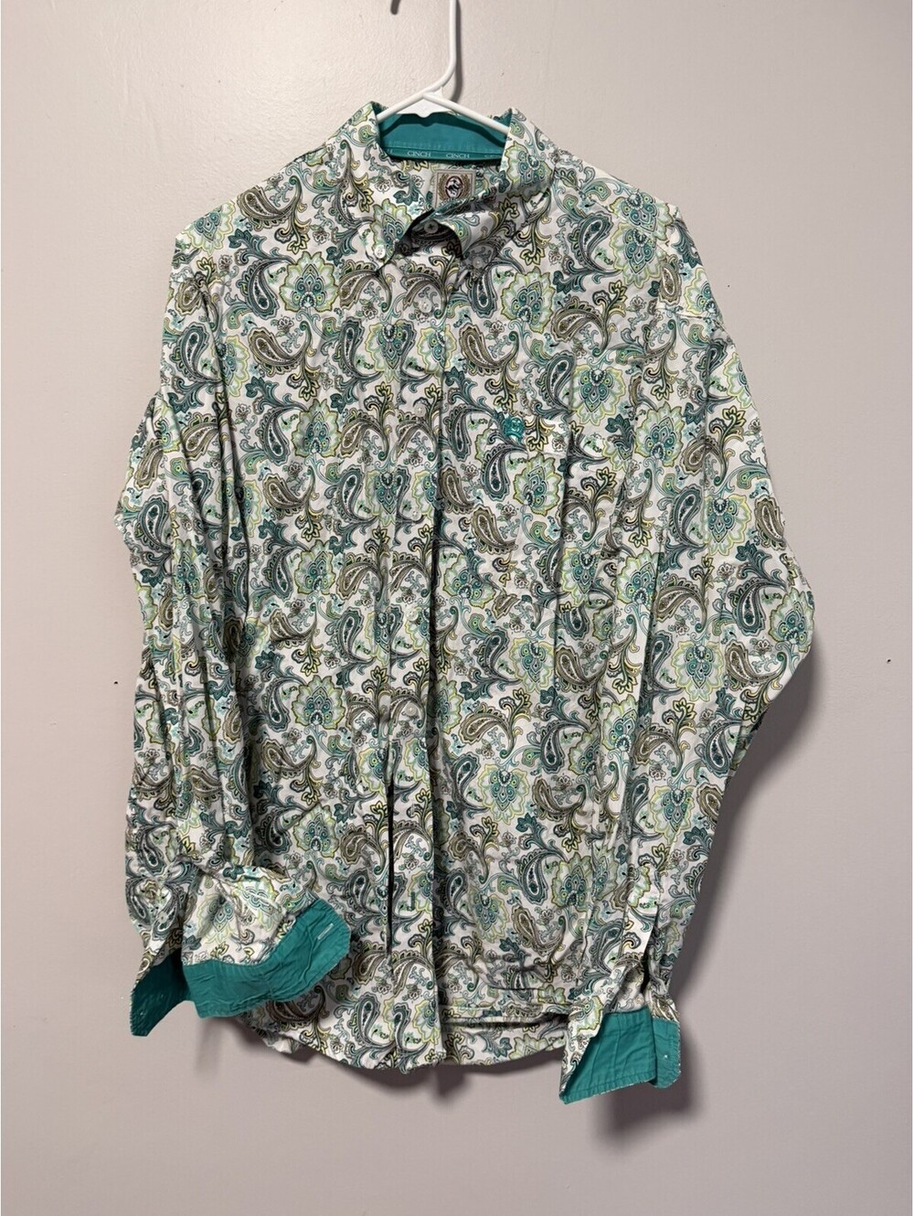 Vintage Cinch Mens L Paisley Theme Long Sleeve Button Down Western Cotton Cowboy